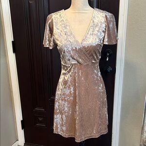 Champagne Pink Crushed Velvet Mini Dress